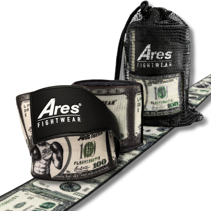 Ares Fightwear Premium Boxbandagen „Boxer Dollar“ mit Wäschenetz – Handwraps für Boxen & MMA