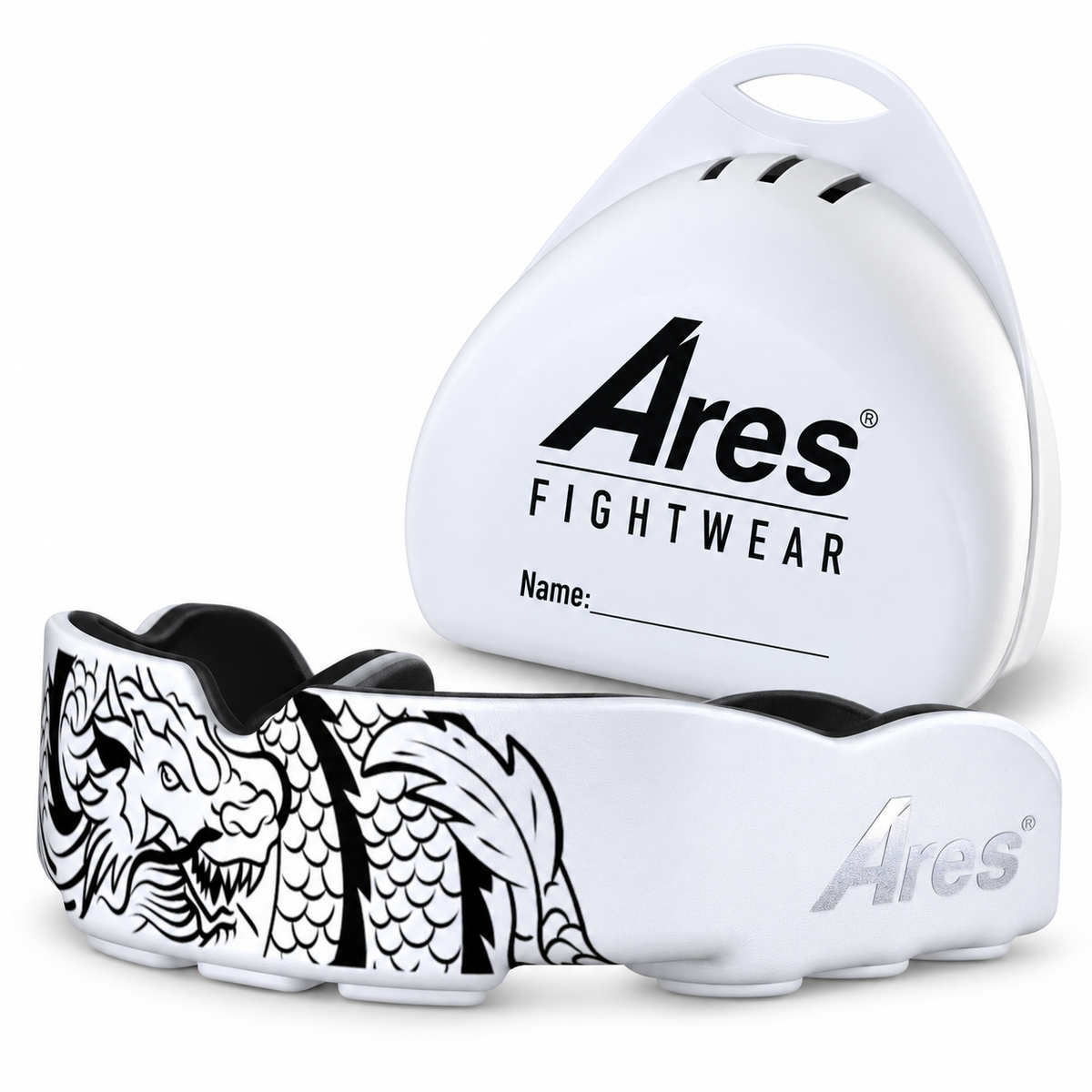 Ares Fightwear Slim-Line Mundschutz „Dragon“ mit Aufbewahrungsbox – Zahnschutz für Boxen & MMA