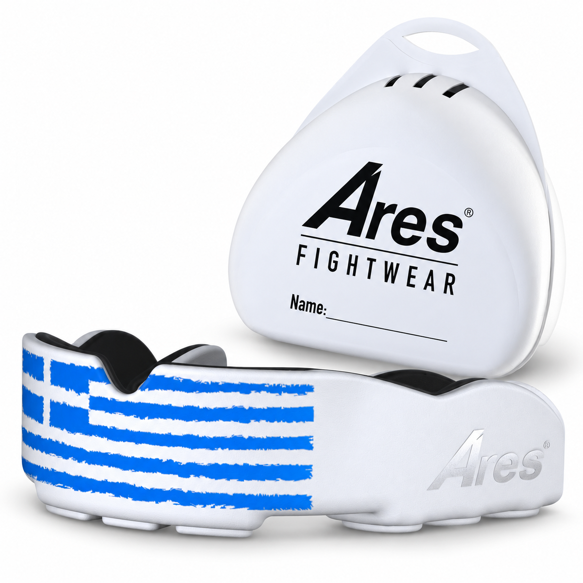 Ares Fightwear Slim-Line Mundschutz „Greece“ mit Aufbewahrungsbox – Zahnschutz für Boxen & MMA