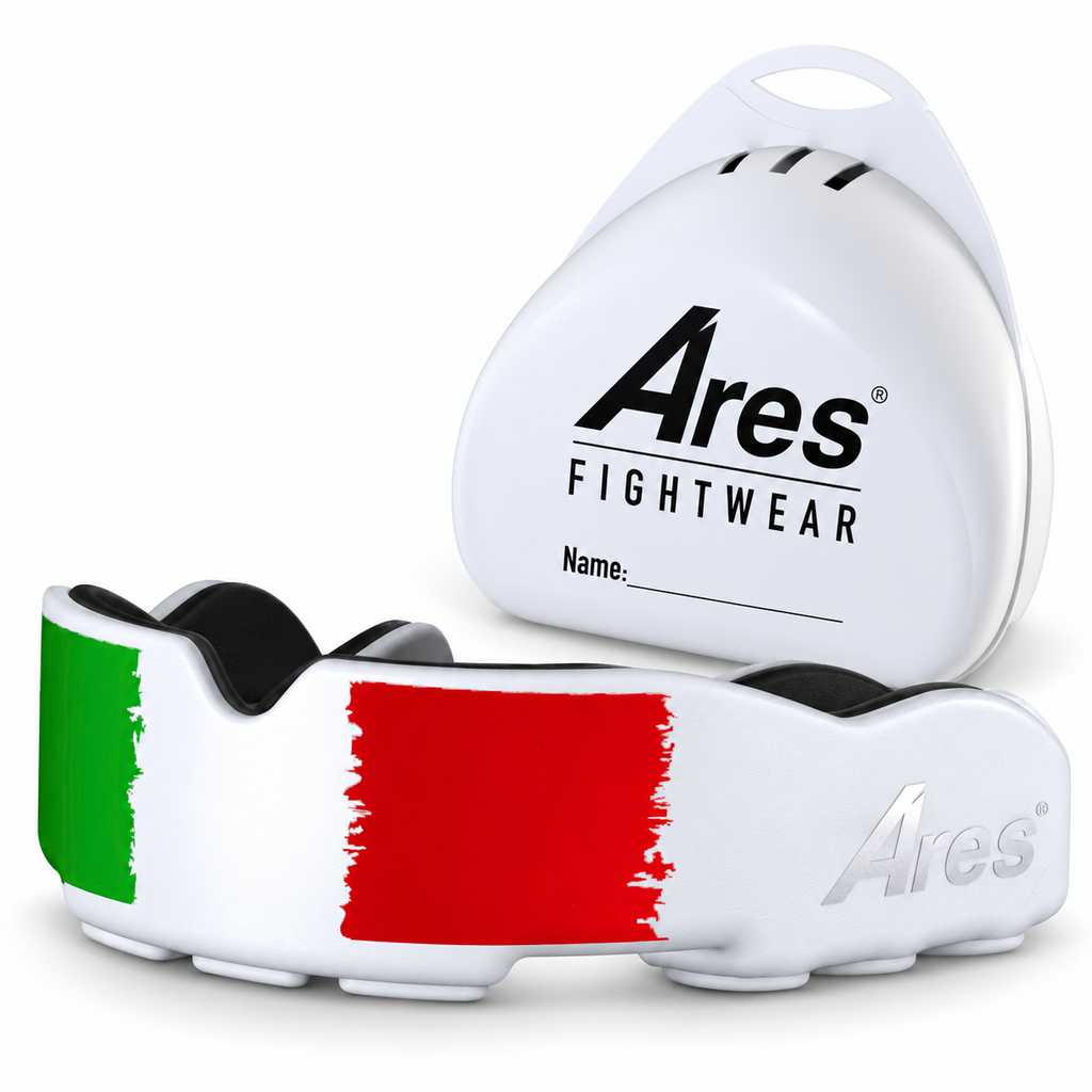 Ares Fightwear Slim-Line Mundschutz „Italy“ mit Aufbewahrungsbox – Zahnschutz für Boxen & MMA