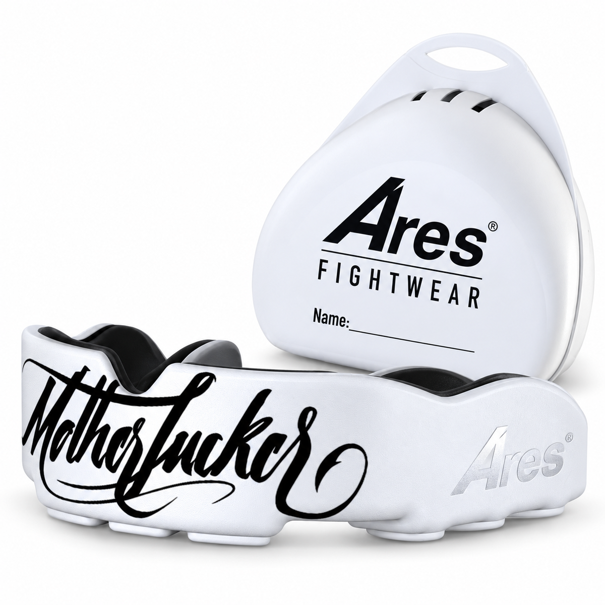 Ares Fightwear Slim-Line Mundschutz „Motherfucker“ mit Aufbewahrungsbox – Zahnschutz für Boxen & MMA
