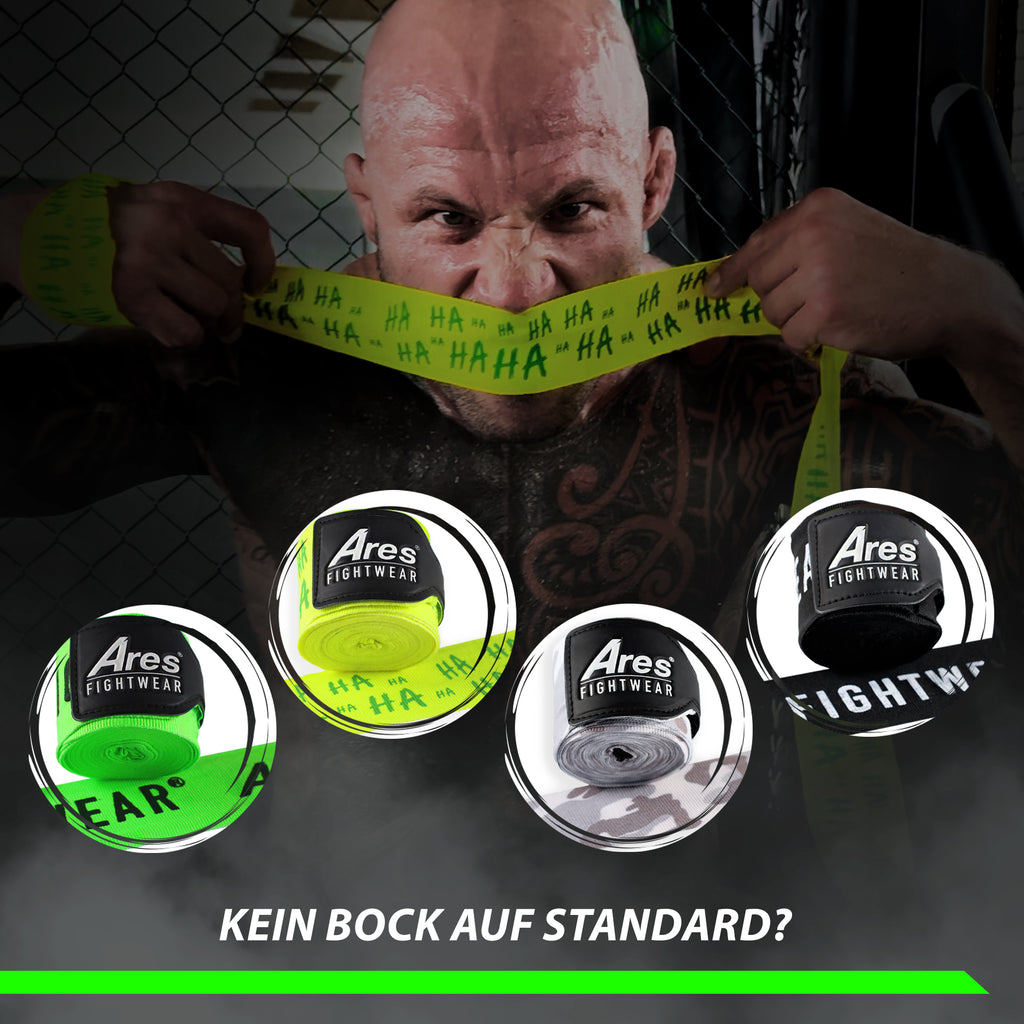 Ares Fightwear Boxbandagen in Green Classic, Hahaha, Camouflage und Black Classic – kein Bock auf Standard