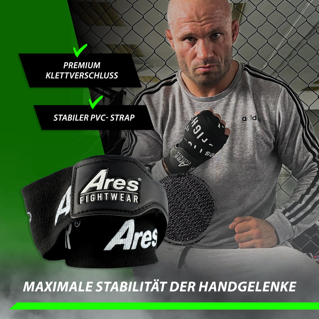 Ares Fightwear Boxbandagen mit Premium-Klettverschluss und PVC-Strap – maximale Stabilität der Handgelenke