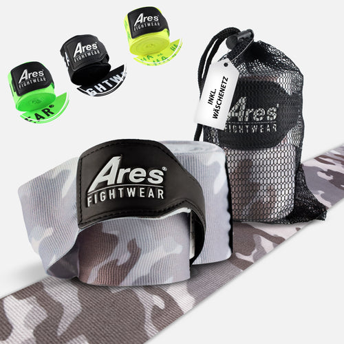 Ares Fightwear Premium Boxbandagen „Camouflage“ mit Wäschenetz – Handwraps für Boxen & MMA